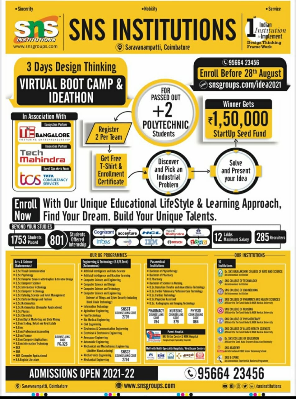 AI/Data Science Design Thinking Virtual BOOTCAMP/IDEATHON 2021